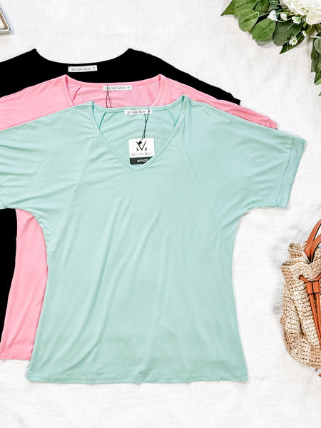 IN STOCK Bamboo V Neck Tee - Rose