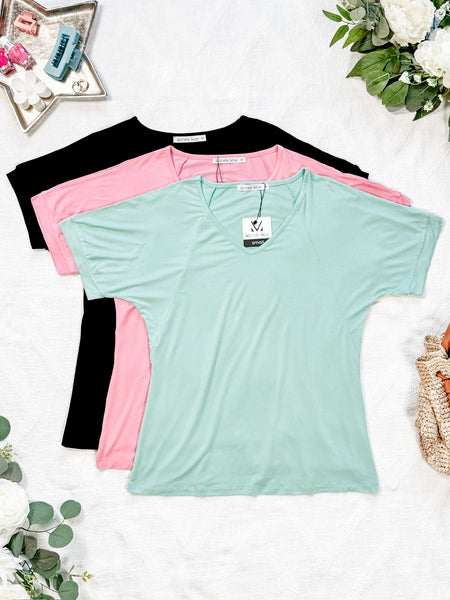IN STOCK Bamboo V Neck Tee - Rose