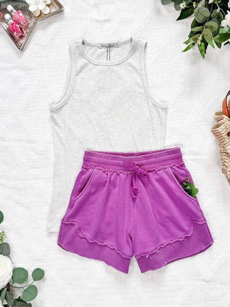 IN STOCK French Terry Stevie Shorts - Vivid Orchid FINAL SALE