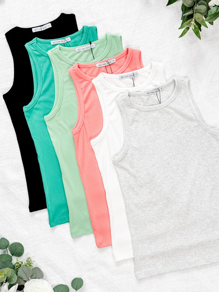 IN STOCK Tara Ribbed Tank - Lime