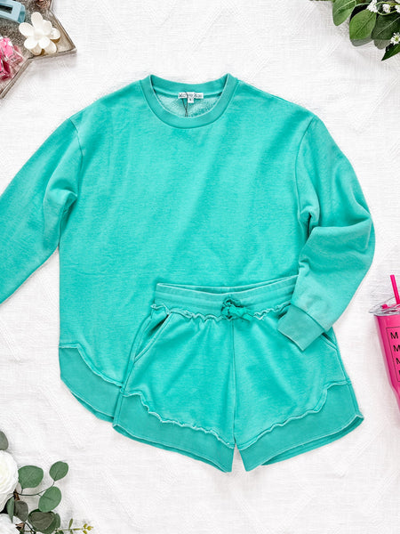 IN STOCK Vintage Wash Pullover - Caribbean Green