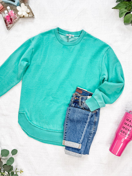 IN STOCK Vintage Wash Pullover - Caribbean Green