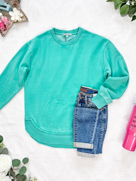 IN STOCK Vintage Wash Pullover - Caribbean Green
