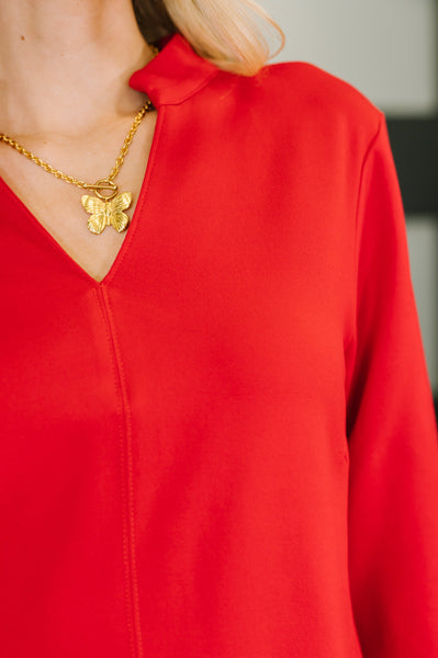 Portfolio Quarter Sleeve Dress in Red