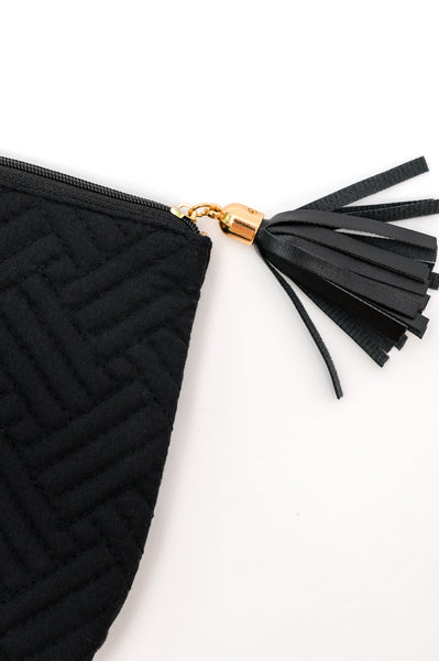 Quilted Travel Zip Pouch in Black