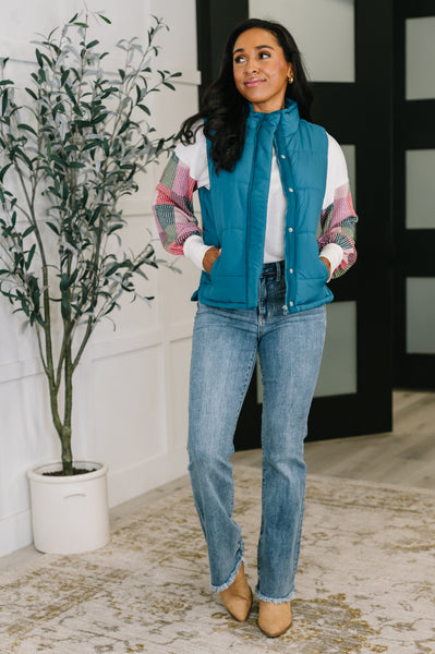 That's What I'm Talkin' About Puffer Vest in Teal