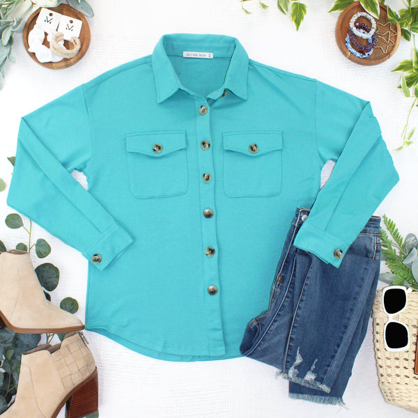 IN STOCK Brenna Button Down Top - Teal