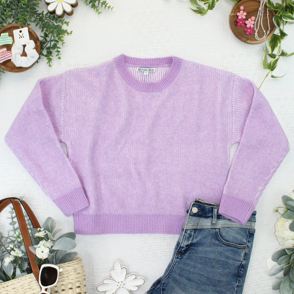 IN STOCK Josie Cozy Crew Sweater - Lavender FINAL SALE