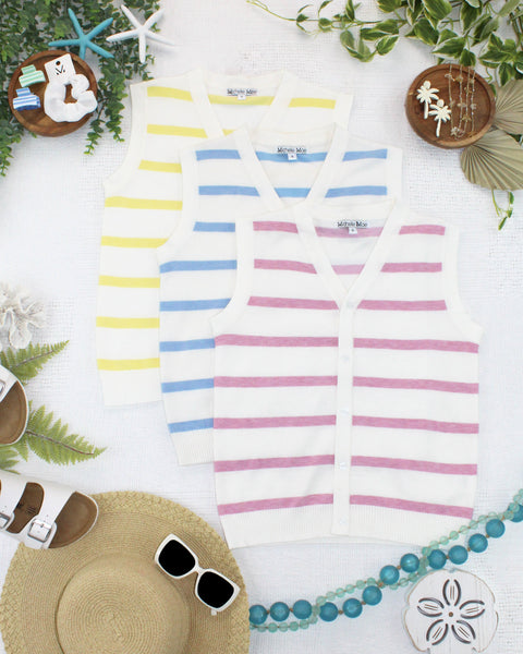 IN STOCK Lucy Striped Button Tank - Yellow