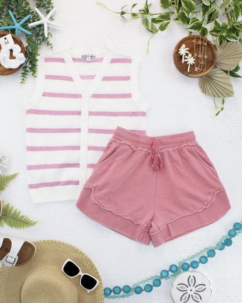 IN STOCK French Terry Stevie Shorts - Dusty Pink