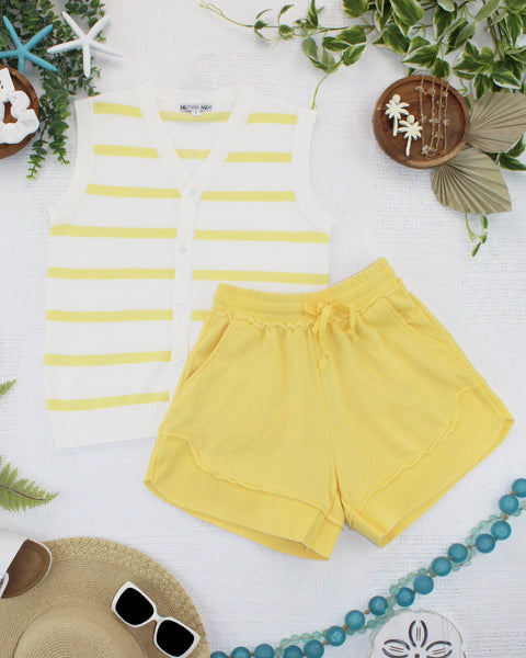 IN STOCK Lucy Striped Button Tank - Yellow