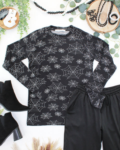 IN STOCK Blair Long Sleeve Top - Midnight Webs