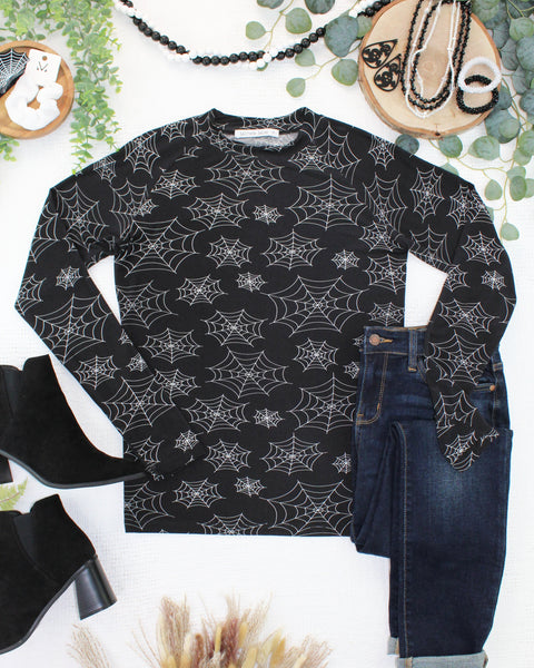 IN STOCK Blair Long Sleeve Top - Midnight Webs